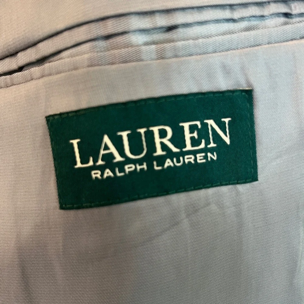 Lauren Ralph Lauren Men's Wool‎ Blend Glen Plaid Blazer Gray Black 2-Button 40R